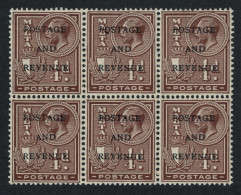 Malta George V ¼d. Brown Block Of 6 1928 MNH SG#174 - Malta (...-1964)