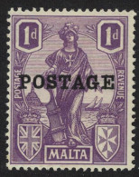 Malta 'POSTAGE' Overprint 1d 1926 MNH SG#145 - Malta (...-1964)