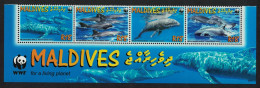 Maldives WWF Melon-headed Whale Bottom Strip Of 4v WWF Logo 2009 MNH SG#4234-4237 MI#4768-4771 Sc#2987a-d - Maldivas (1965-...)