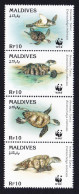 Maldives WWF Hawksbill Turtle Strip Of 4v 1995 MNH SG#2297-2300 MI#2420-2423 Sc#2092 A-d - Maldivas (1965-...)