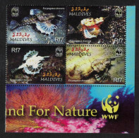 Maldives WWF Dragonfish 4v SE Block Of 4 WWF Logo 2004 MNH SG#3966-3969 MI#4407-4410 Sc#2839 A-d - Maldivas (1965-...)