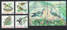 Moldova Goldfinch Owl Magpie Dove Birds 4v+MS 2010 MNH SG#692-MS696 MI#698-701+Block 50 - Moldova