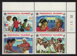 Marshall Is. International Youth Year Corner Block Of 4 1985 MNH SG#54-57 Sc#78-81 - Islas Marshall