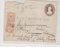 INDIA  1922 Postal Stationery To Italy Postage Due - 1911-35 Koning George V