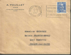 Timbre 718 . A Sur Lettre Seul Rare Oblitération Flamme Coté Droit - Postal Rates