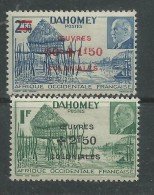 DAHOMEY N° 153/54 XX Village Lacustre Et Effigie Du Mal Pétain Surchargés Oeuvres Coloniale La Paire TB - Unused Stamps