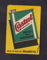 Ancienne étiquette  Allumettes France   Années 30/40 Huiles Pour Moteur Voiture Mot Castrol - Boites D'allumettes - Etiquettes