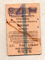 A03] BRD  - Arbeiterwochenkarte Mühltroff - Schleiz (59/48) - Europe