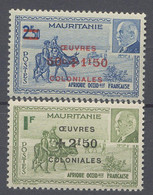 Mauritanie N° 131 / 32  X Caravane Et Effigie Du Mal Pétain Surchargés , Les 2 Valeurs  Trace De  Charnière Sinon TB - Unused Stamps