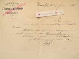 ● GRANDRIS 1888 - J. CHANFRAY BONNETAIN - Tissus Fil & Coton - Lettre Commerciale Gonnet Ranchal Rhône - Kleding & Textiel