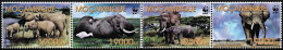 Mozambique 2002, WWF African Savanna Elephant - Strip Of 4 V. MNH - Elephants