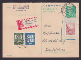 DDR Einschreibe Ganzsache P 70 IA + GAA Ganzsachenausschnitt Uhingen Württemberg - Cartes Postales - Oblitérées