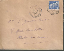 Timbre N° 886 Sur Lettre  Oblitération Cachet Hexagone Perlé Du 22/9/1952 - Posttarife