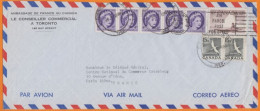 CANADA Lettre De L'Ambassade De FRANCE à TORONTO 1960 Avec 8 Timbres Dont Une Bande De 5 à 4c - Covers & Documents