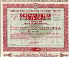 CHEMINS De FER Du NORD  1935 ( Rare Sans Grosses Perfos) - Bahnwesen & Tramways