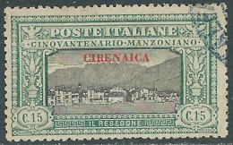 1924 CIRENAICA USATO MANZONI 15 CENT - RA12-3 - Cirenaica