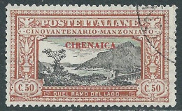 1924 CIRENAICA USATO MANZONI 50 CENT - RA12-2 - Cirenaica