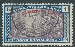 1925 CIRENAICA USATO ANNO SANTO 1 LIRA - RA12-2 - Cirenaica