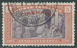 1925 CIRENAICA USATO ANNO SANTO 5 LIRE - RA12-2 - Cirenaica