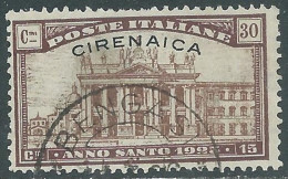 1925 CIRENAICA USATO ANNO SANTO 30 CENT - RA12-2 - Cirenaica