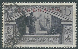 1930 CIRENAICA USATO VIRGILIO 15 CENT - RA12-3 - Cirenaica