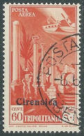 1932 CIRENAICA POSTA AEREA USATO SOPRASTAMPATO 60 CENT - RA12-6 - Cirenaica