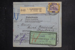 SARRE - Bulletin D'expédition De Saarbrücken Pour Strasbourg En 1925 - L 151253 - Briefe U. Dokumente