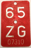 Velonummer Zug ZG 65 - Placas De Matriculación