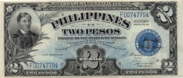 Philippines 2 Peso ND 1944 P-95 VICTORY Series Very Fine - Filippine