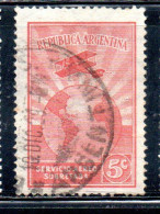 ARGENTINA 1928 AIR POST MAIL CORREO AEREO AIRMAIL AIRPLANE PLANE CIRCLES THE GLOBE 5c USED USADO OBLITERE' - Aéreo