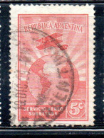 ARGENTINA 1928 AIR POST MAIL CORREO AEREO AIRMAIL AIRPLANE PLANE CIRCLES THE GLOBE 5c USED USADO OBLITERE' - Posta Aerea