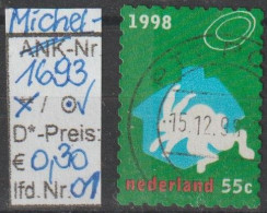 1998 - NIEDERLANDE - FM/DM "Dez.marken - Hase" 55 C Mehrf. - O  Gestempelt - S.Scan (1693o 01-02 Nl) - Gebruikt