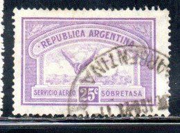 ARGENTINA 1928 AIR POST MAIL CORREO AEREO AIRMAIL WING CROSS THE SEA 25c USED USADO OBLITERE' - Airmail