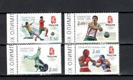 Tajikistan 2008 Olympic Games Beijing, Football Soccer, Judo, Boxing Etc. Set Of 4 MNH - Ete 2008: Pékin