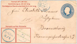 HANOVRE HANNOVER 1861 - Entier Enveloppe / Ganzsache Umschlag U 9II Hamburg Nach Braunschweig - 2 Gr Georg V - Hannover