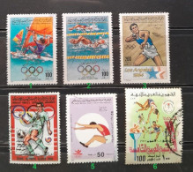 Los Angeles Olympic 1984 USED Libya  Sealing Rowing Swiming Short Put Football Long Jump Athletic Pole Vault Cycling - Sommer 1984: Los Angeles