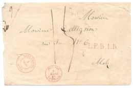 LSC Du Luxembourg 4 Mars 1844 Pour Metz - Cachet Entrée En France Pays Bas / Thionville - ...-1852 Vorphilatelie