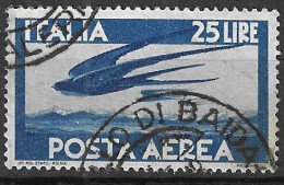 ITALIA - POSTA AEREA - 1945 -DEMOCRATICA L. 25 - BLU - USATO (YVERT 118 - MICHEL 711) - Airmail