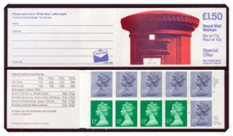 FP1a Pillar Box Left Margin Plain (£1.50 Folded Booklets)NB1-4 - Libretti