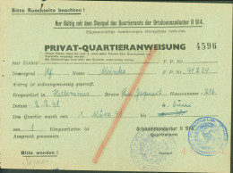 Guerre 40 Billet De Logement Kommandantur II 914 Hellemmes 2 7 41 Cachets Mairie & Kommandantur Feldpost N FPN 41234 - 2. Weltkrieg 1939-1945