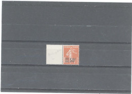 VARIÉTÉS -N°225 N** -50c /1,05 SEMEUSE CAMÉE ROUGE-SURCHARGE DÉPLACÉE A DROITE- 1,50F AU LIEU DE 0,50 - Unused Stamps