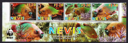 Nevis WWF Rainbow Parrotfish Strip Of 4v WWF Logo 2007 MNH SG#2015-2018 MI#2208-2211 Sc#1510a-d - St.Kitts And Nevis ( 1983-...)