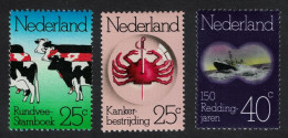 Netherlands Cattle Cancer 'Suzanna' Lifeboat 3v 1974 MNH SG#1193-1195 - Nuevos