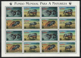 Mozambique WWF Blue Wildebeest Sheetlet Of 4 Sets 2000 MNH SG#1542-1545 MI#1757-1760 Sc#1377 A-d - Mozambique
