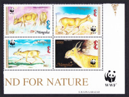 Mongolia WWF Saiga SE Block Of 4 WWF Logo 1995 MNH SG#2497-2500 MI#2562-2565 Sc#2209-2212 - Mongolia