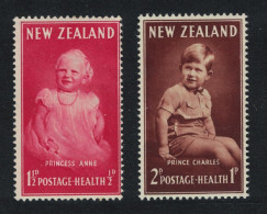 New Zealand Princess Anne Prince Charles 2v 1952 MNH SG#710-711 - Unused Stamps