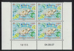 New Caledonia Fish Baby In Seashell Block Of 4 Date Number 2007 MNH SG#1432 MI#1450 - Ungebraucht