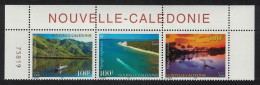 New Caledonia Canoe Speedboat Raft Regional Landscapes 3v Top Strip Number 2000 MNH SG#1215-1217 MI#1219-1221 - Nuovi