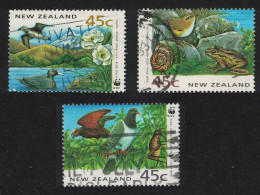 New Zealand WWF Birds Frog Dolphin Seal 3v 1993 Canc SG#1736-1739 MI#1290-1292 Sc#1162 A-c - Used Stamps