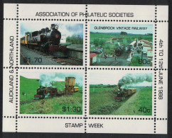 New Zealand Trains Locomotives Stamp Week MS 1988 MNH - Unused Stamps